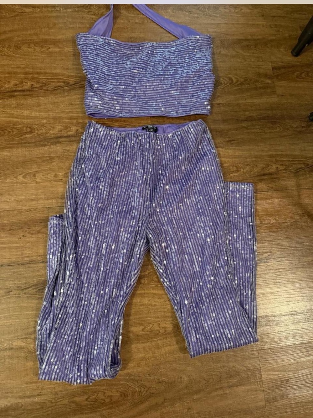 Pretty little thing - purple sequin 2 piece pant and top set